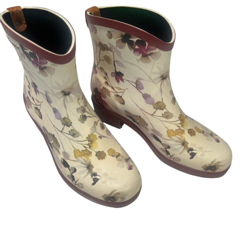 Aigle Floral Rain Boots Brown Rubber Winter & Rain Boots